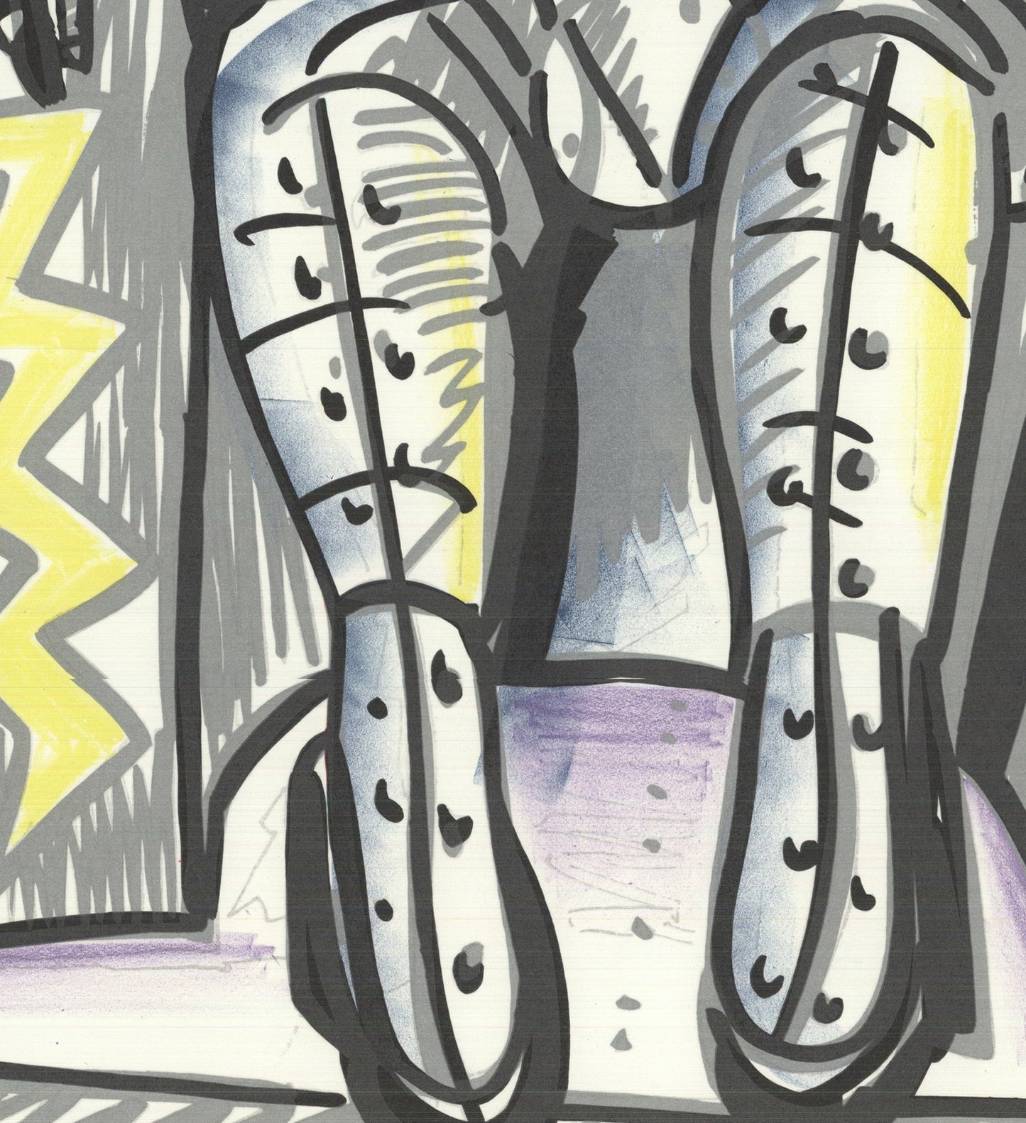 Red Grooms City Junket " Serigraph Pop Art Gray Purple Yellow