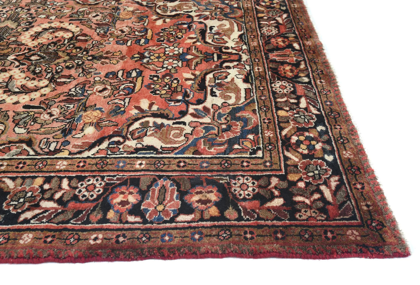 Handmade Semi Antique Tribal Rug Muted Red Floral