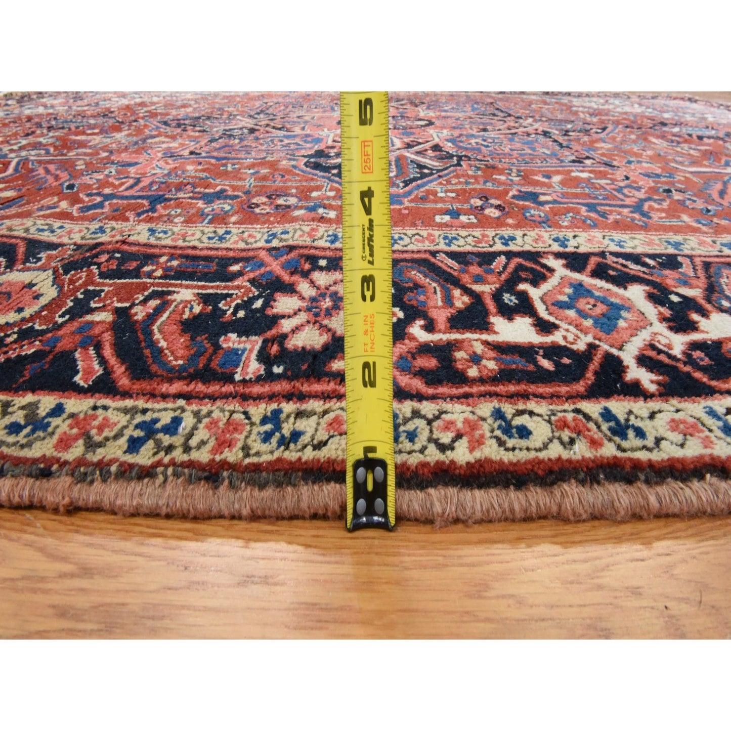 8'X11'3" Crimson Red Antique Zoroastrian Heris Pure Wool Hand Knotted Rug