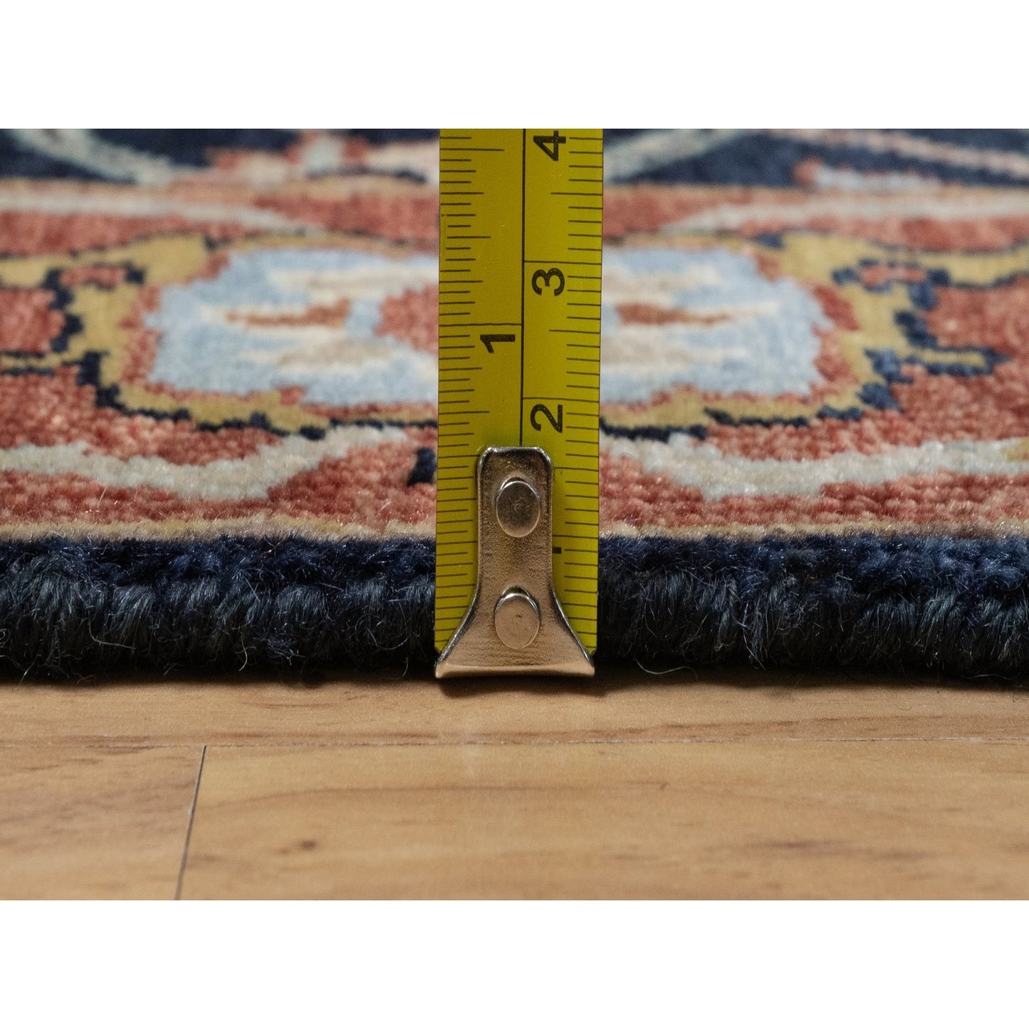2'6"X22' Navy Antiqued Fine Heris Recreation Hand Knotted Wool Runner Rug