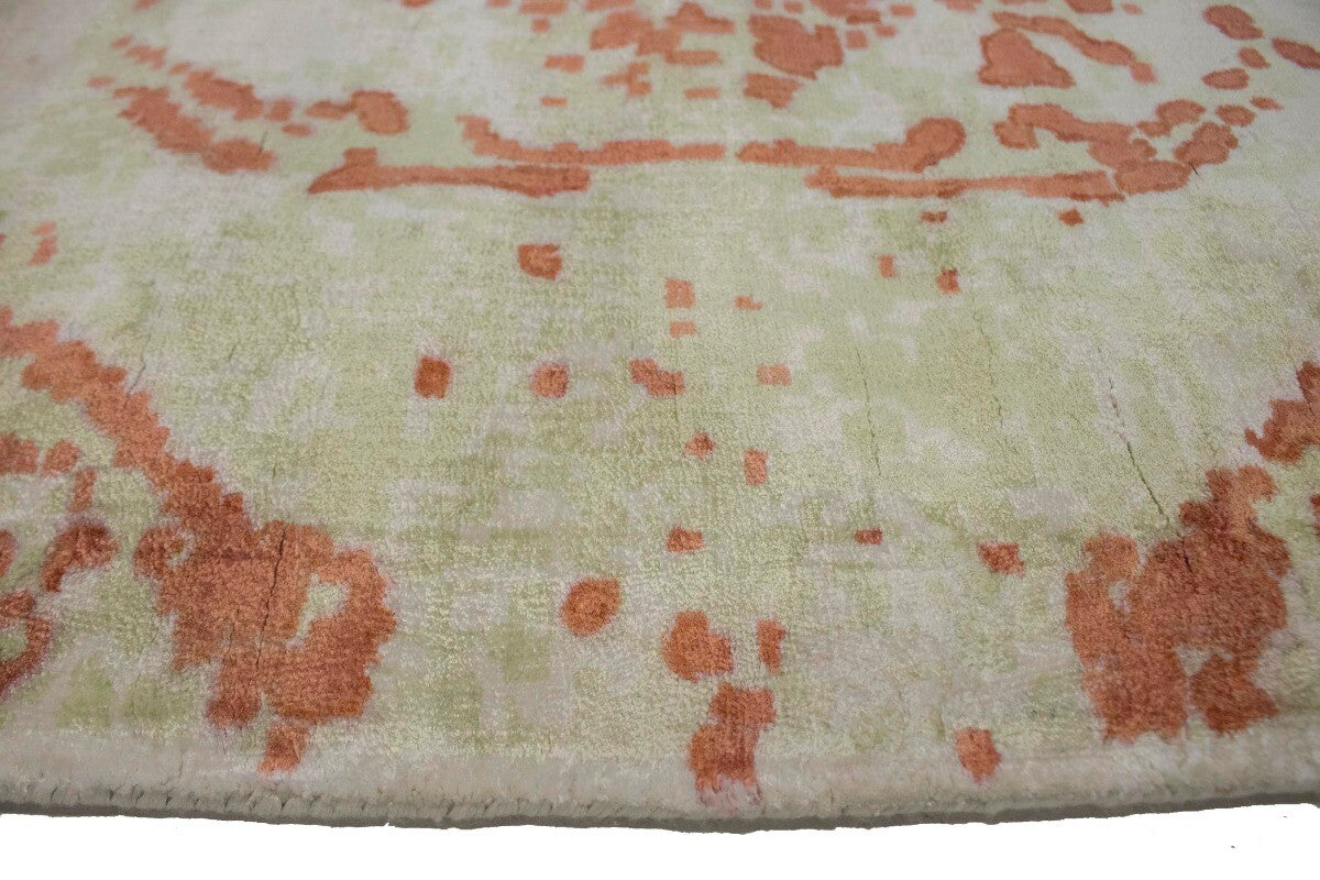 Modern Distressed Oriental Rug Floral Medallion