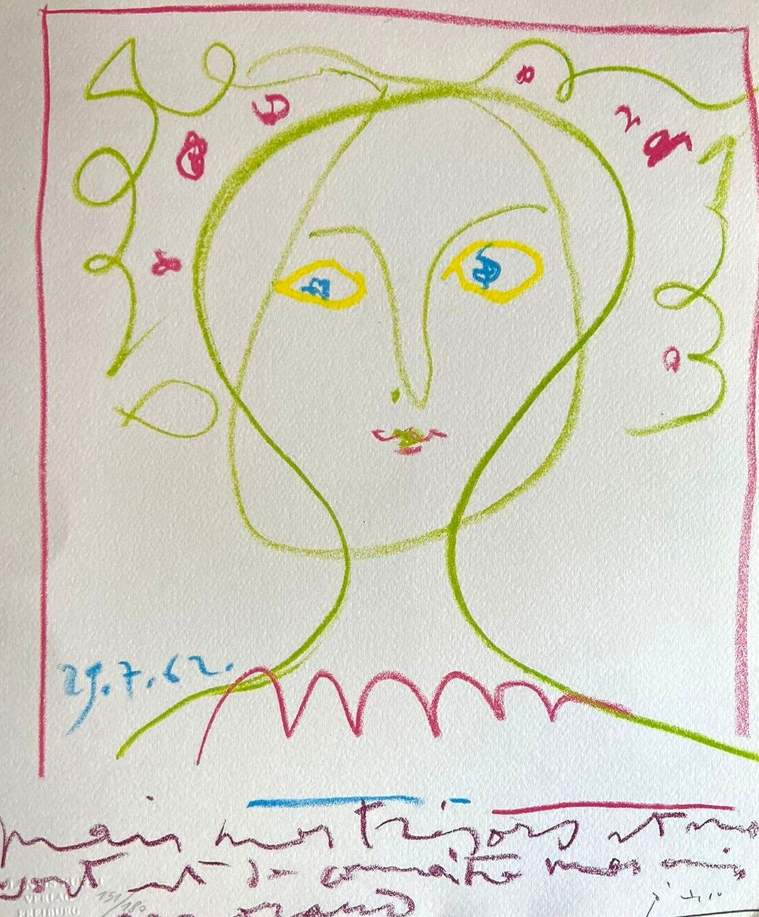 Pablo Picasso Lithograph Coa Signed Numbered Limited 180