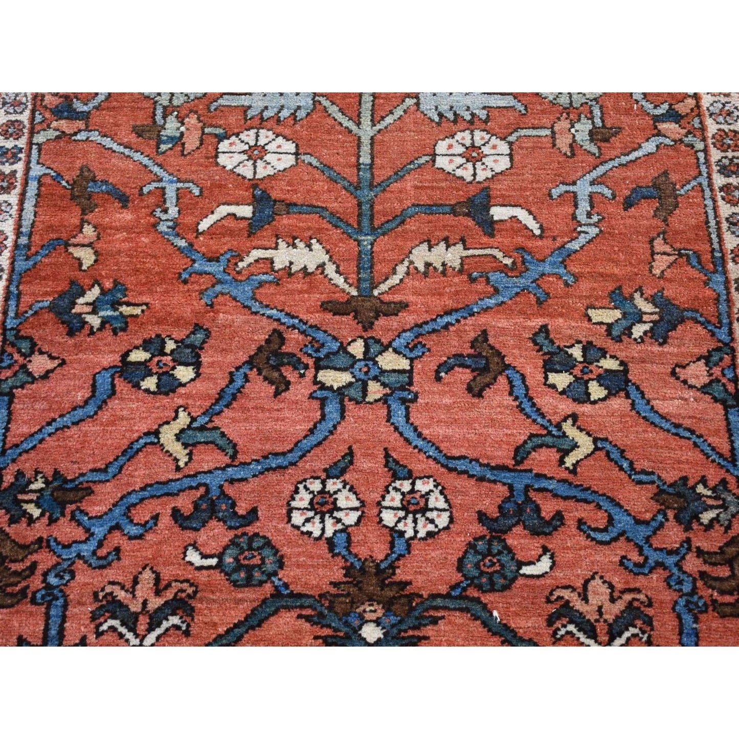 4'9"X6'1" Red Antique Zoroastrian Heris Hand Knotted Pure Wool Clean Rug