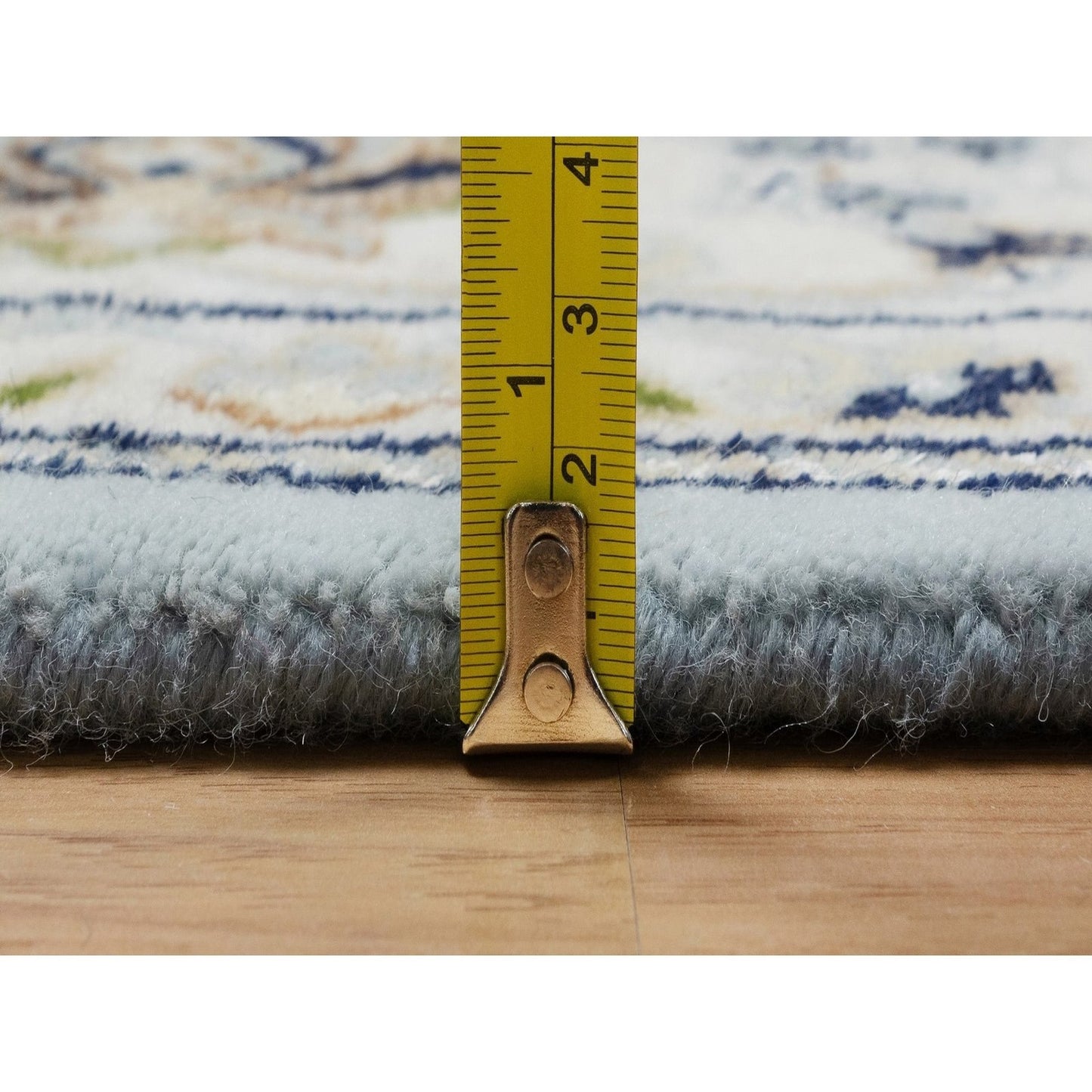 Rug 6'x9'4" Light Blue Nain Wool & Silk Hand Knotted 250 KPSI Oriental