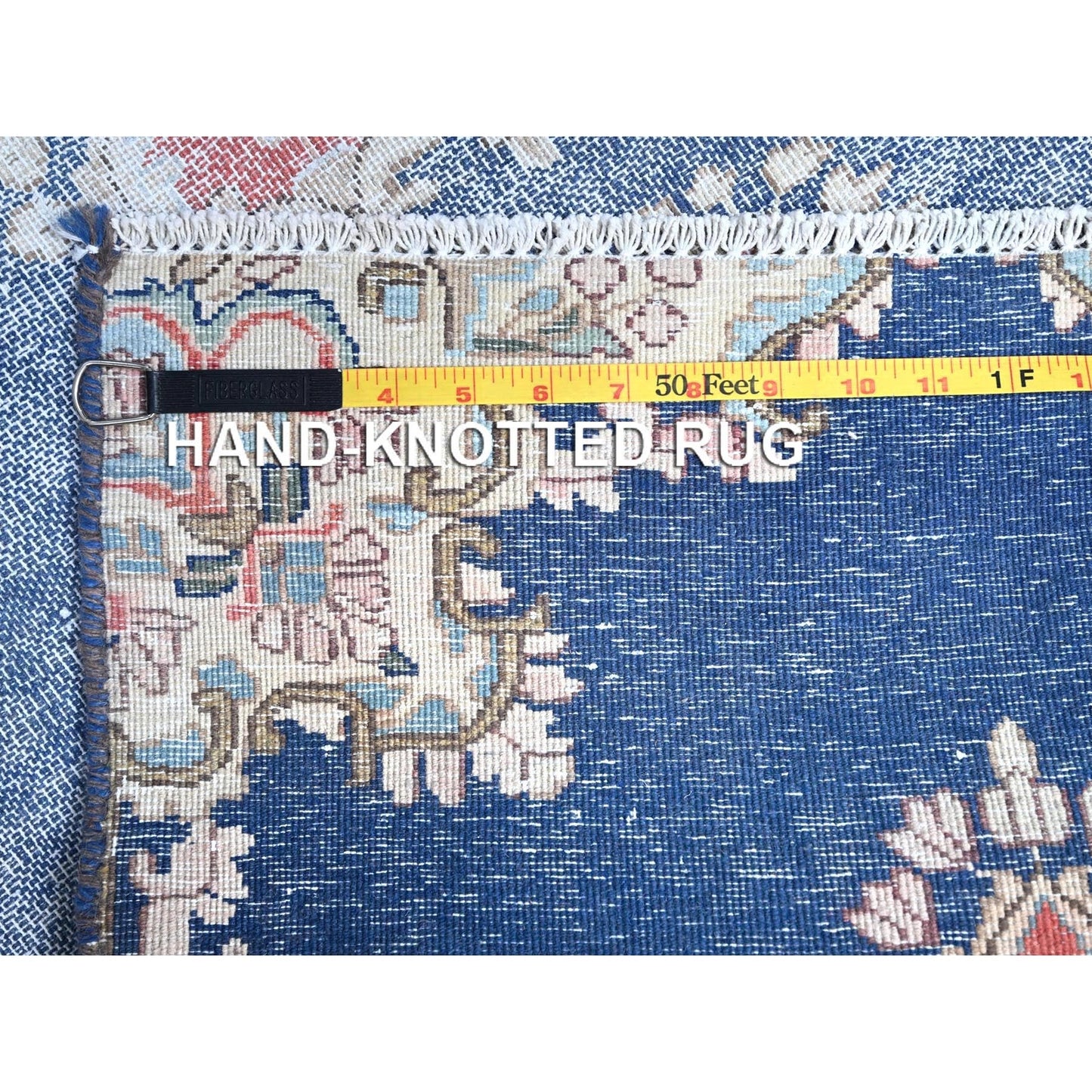 2'1"X11'9" Blue Wool Hand Knotted Vintage Zoroastrian Karman Runner Rug