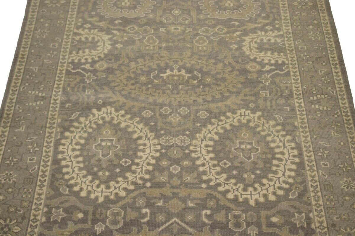 Handmade Brown Floral Oriental Rug Transitional