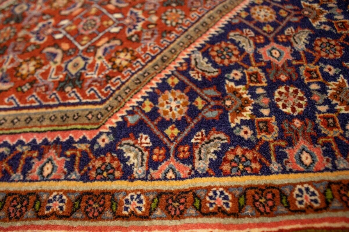 Handmade Vintage Oriental Rug 4X5 Ft Rust Orange