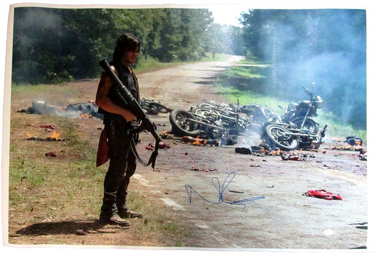 Norman Reedus "Walking Dead" Signed/Auto 36X24 Canvas Print Jsa 163593