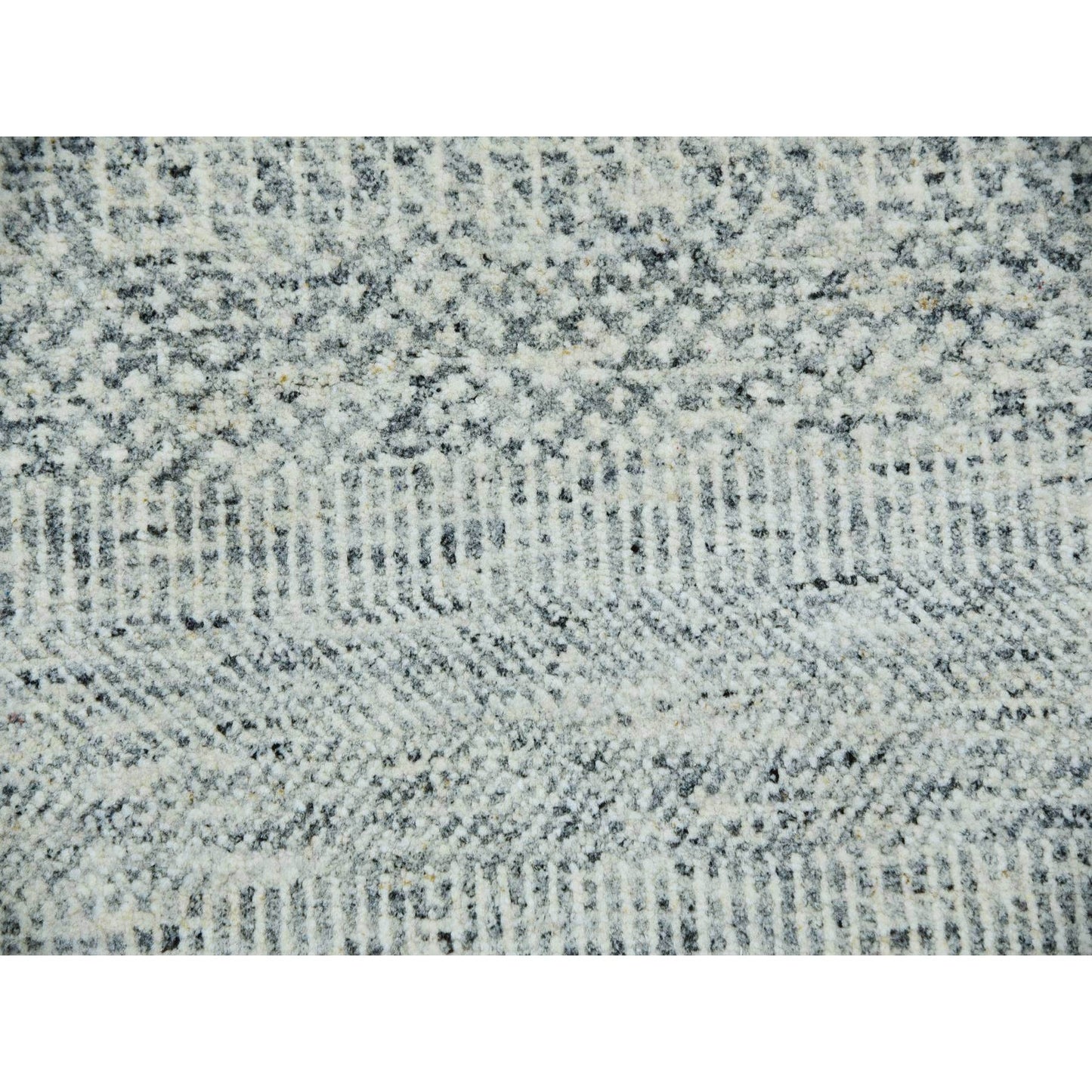 11'1"X15' Chrome Gray Modern Grass Design Natural Wool Hand Knotted Rug
