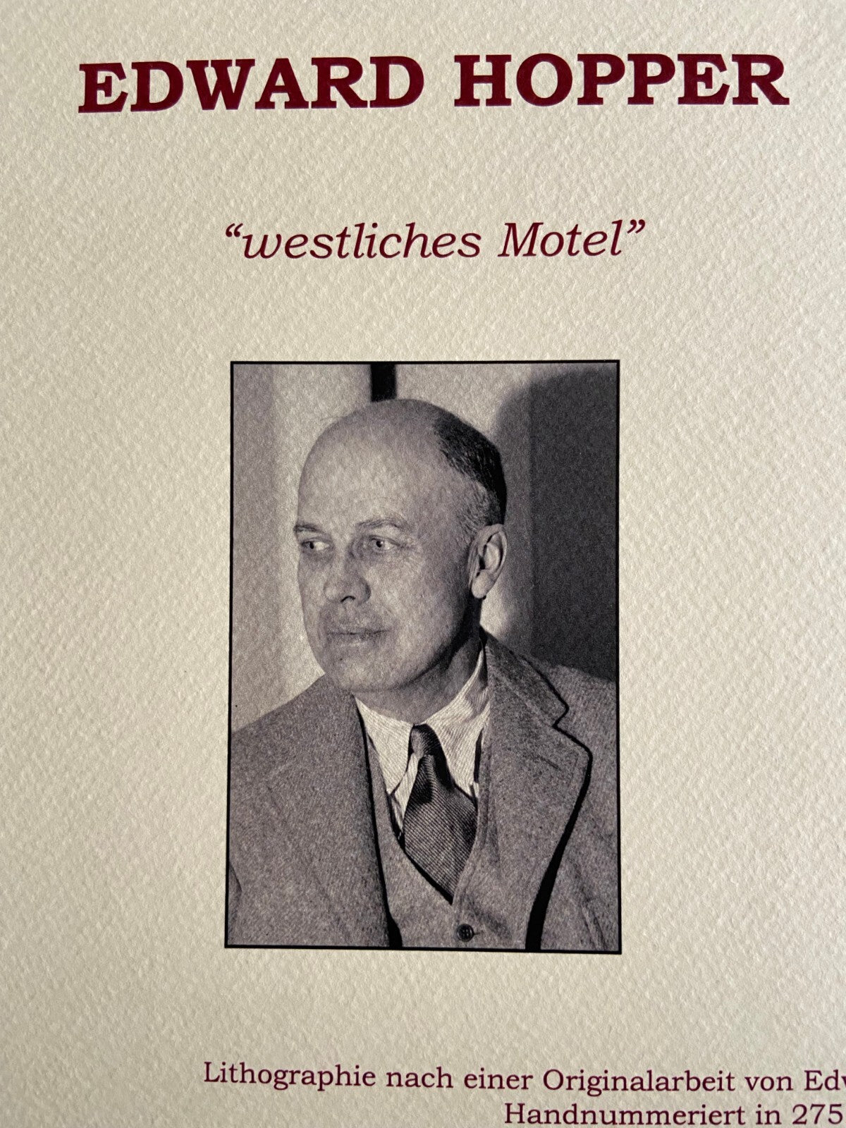 Edward Hopper, Lithograph Coa