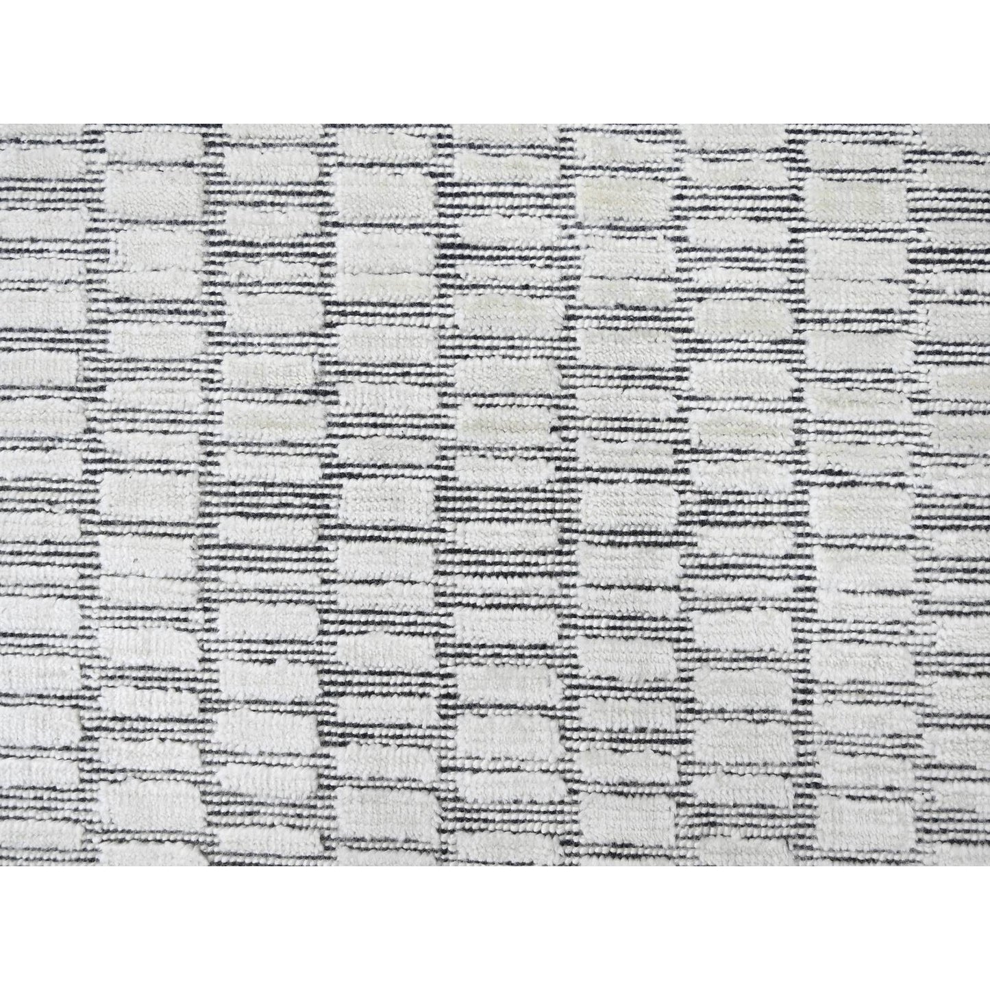 12'2"X18' Snow White Modern Roman Design Hand Loomed Oversized Rug
