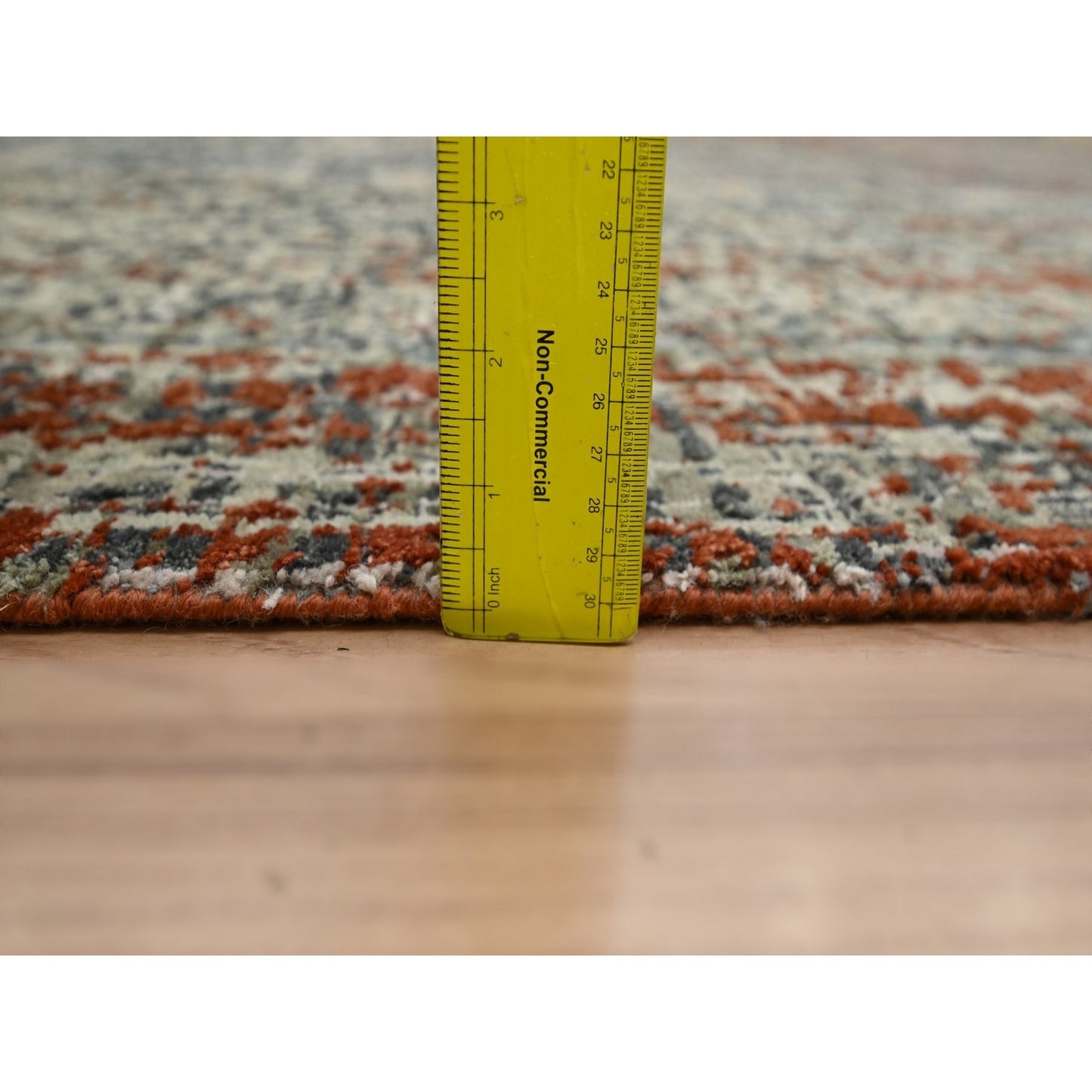 9'X12'3" Rust Red Abstract Design Pure Wool Hand Knotted Oriental Rug