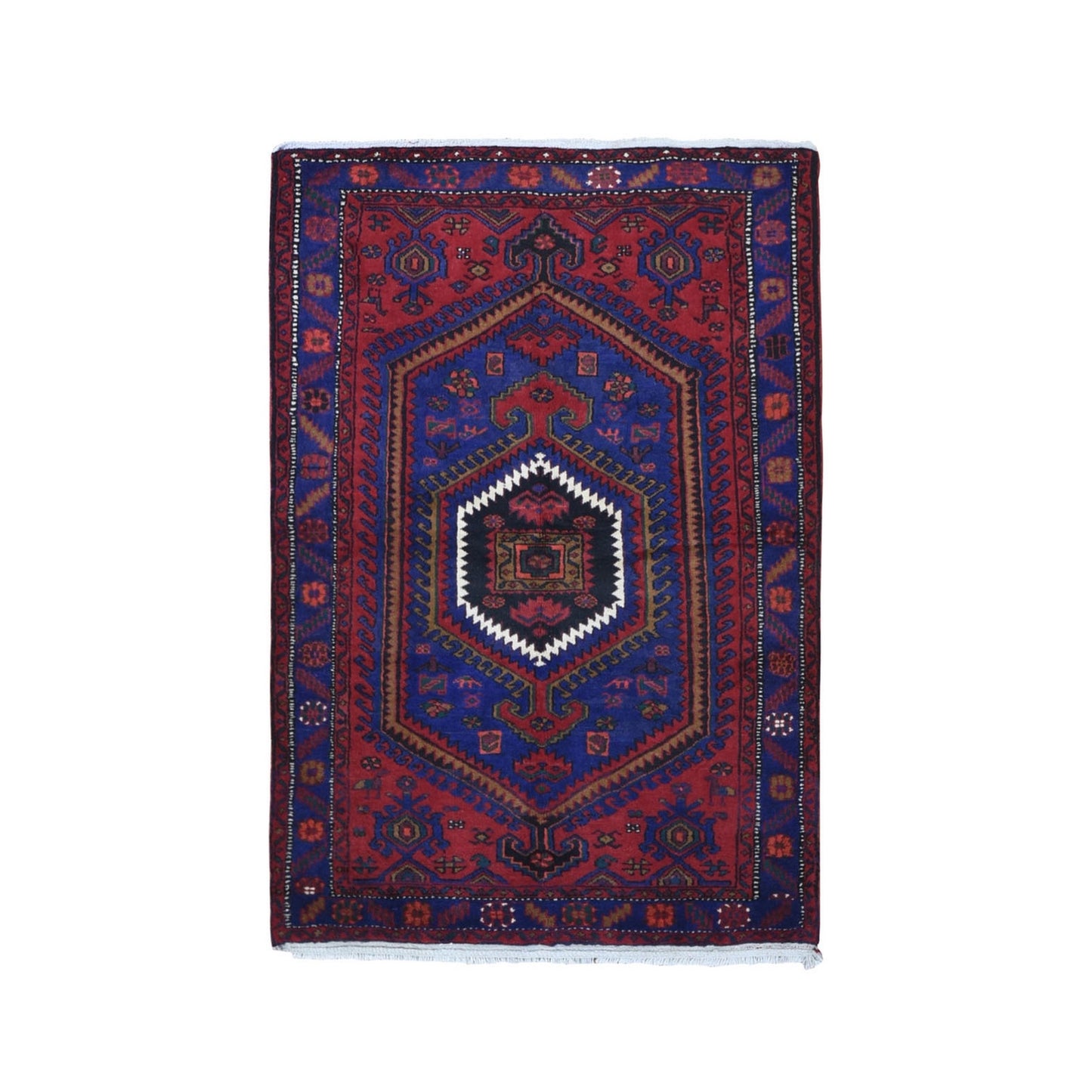 4'6"X6'8" Red New Farsian Amadan Organic Wool Hand Knotted Oriental Rug