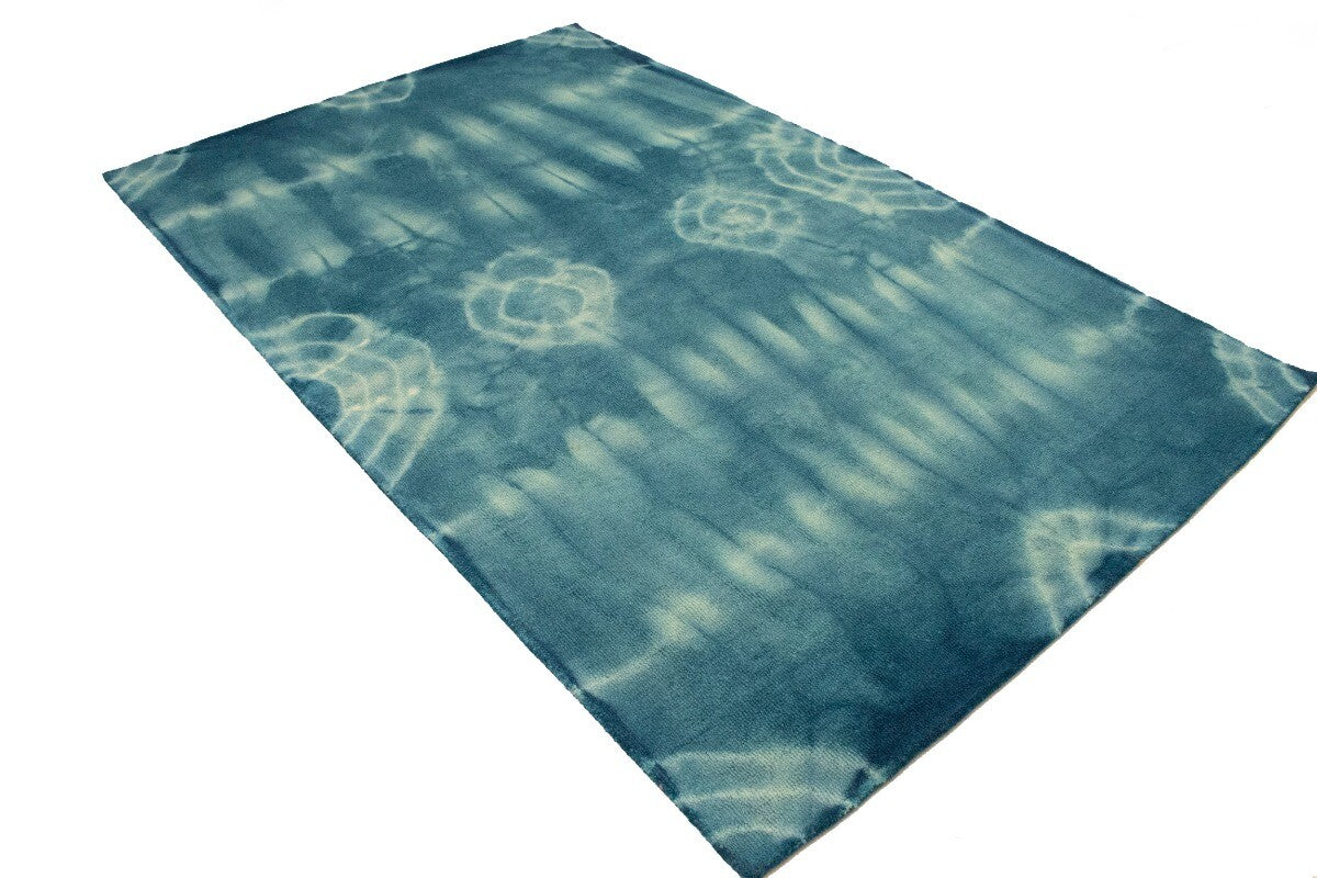 5X8 Ft Hand-Tufted Teal Wool Rug Modern Tie-Dye