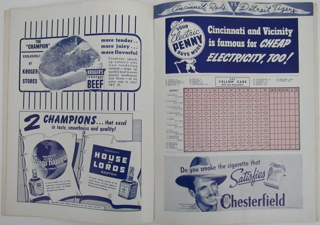 1940 World Series Program Cincinnati Reds Vs.