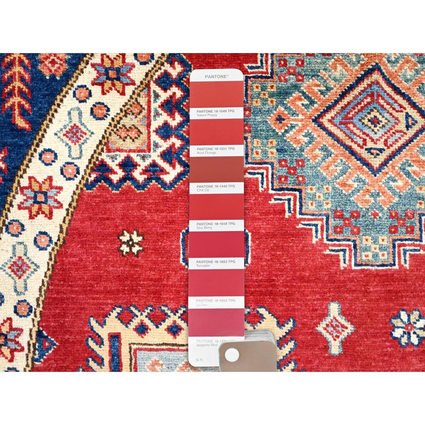 9'X9' Rufous Red Special Kazak Wool Hand Knotted Round Rug