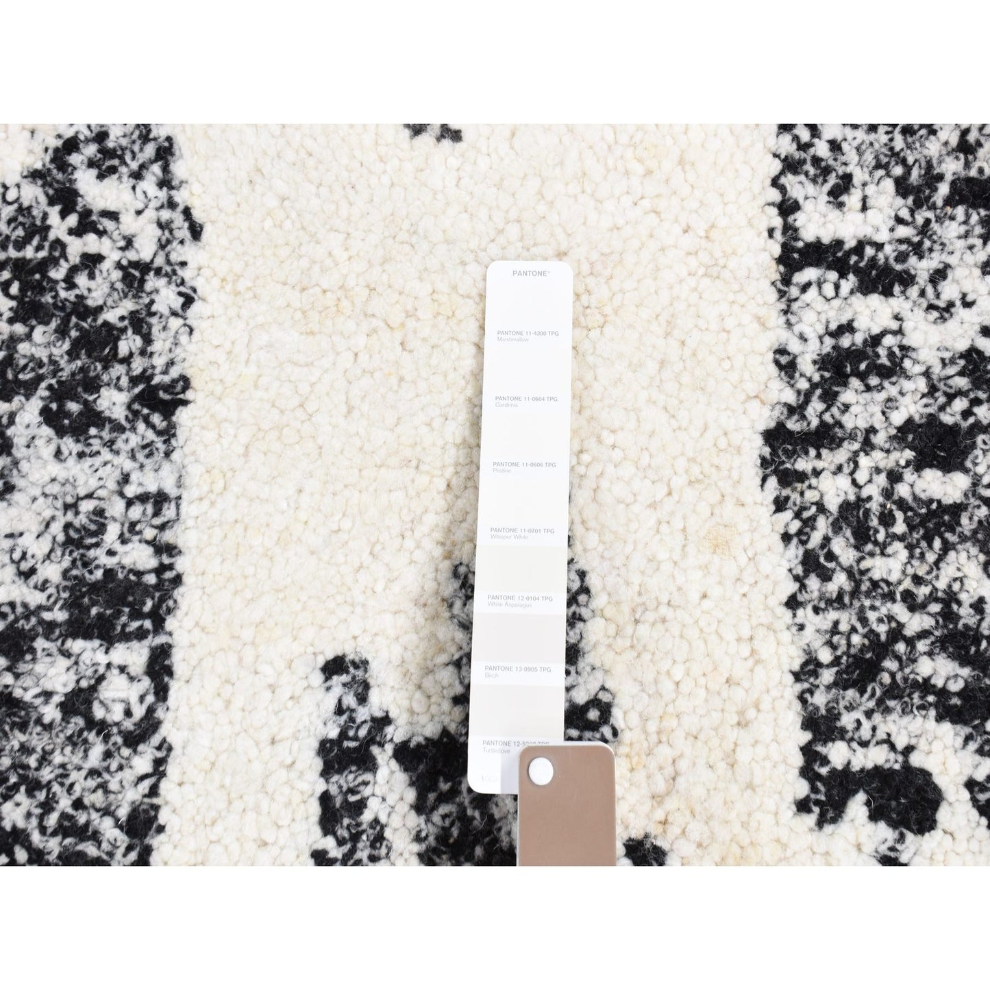 3'X3' Black Modern Erased Wool Hand Knotted Square Oriental Rug