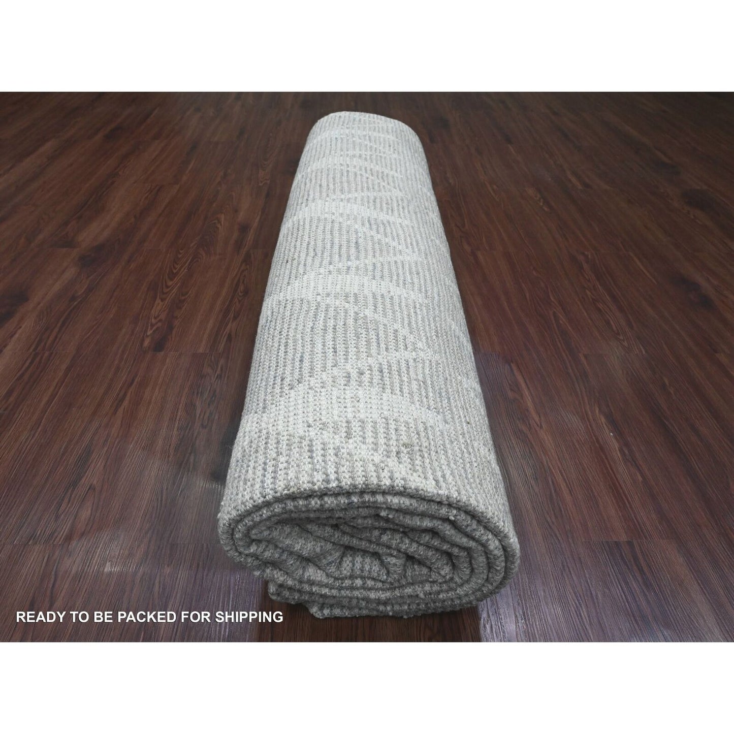 9'1"X12'4" Gray Moroccan Weave Geometric Pattern Hand Knotted Wool Rug