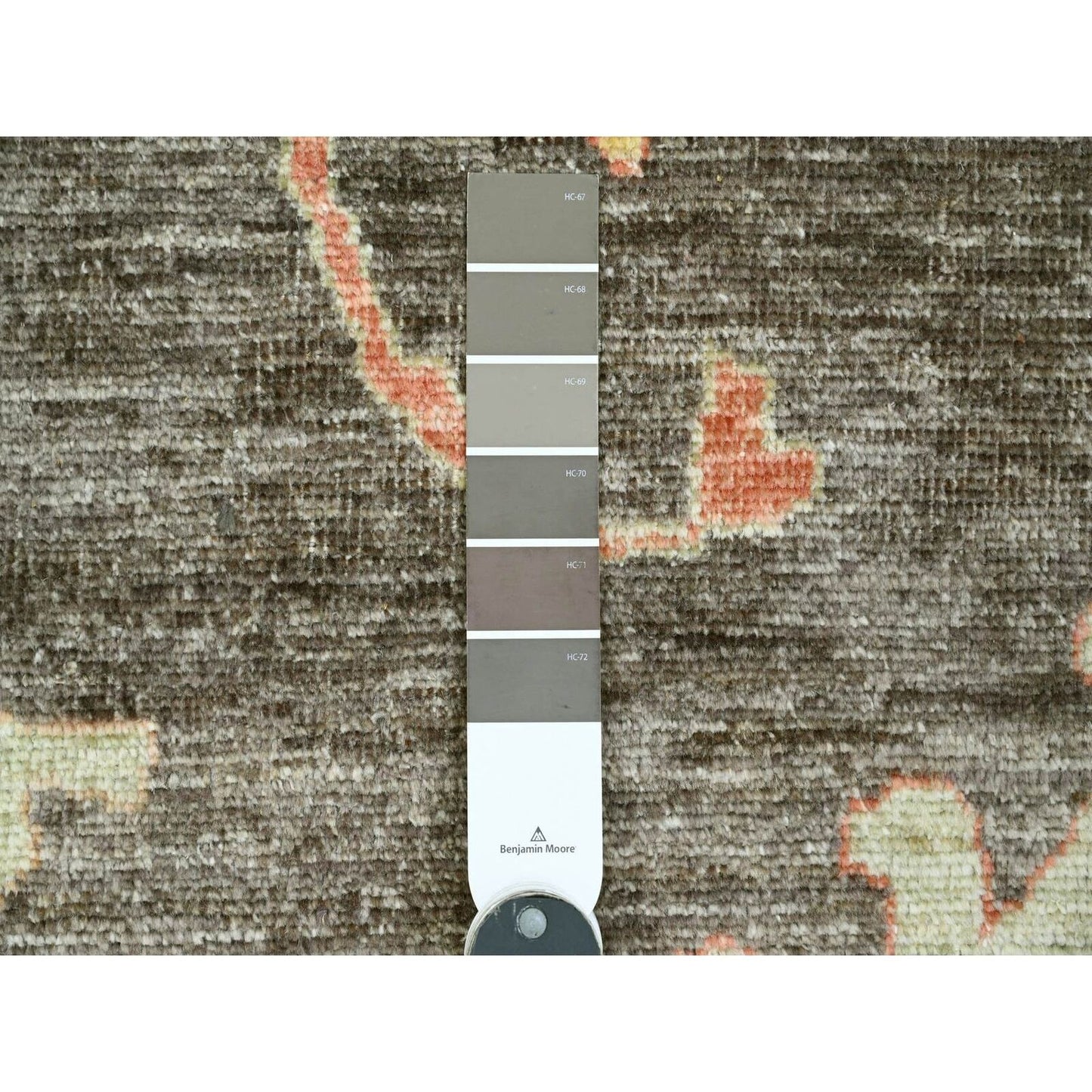 10'X13'5" Brown Afghan Angora Oushak Leaf Design Hand Knotted Wool Rug