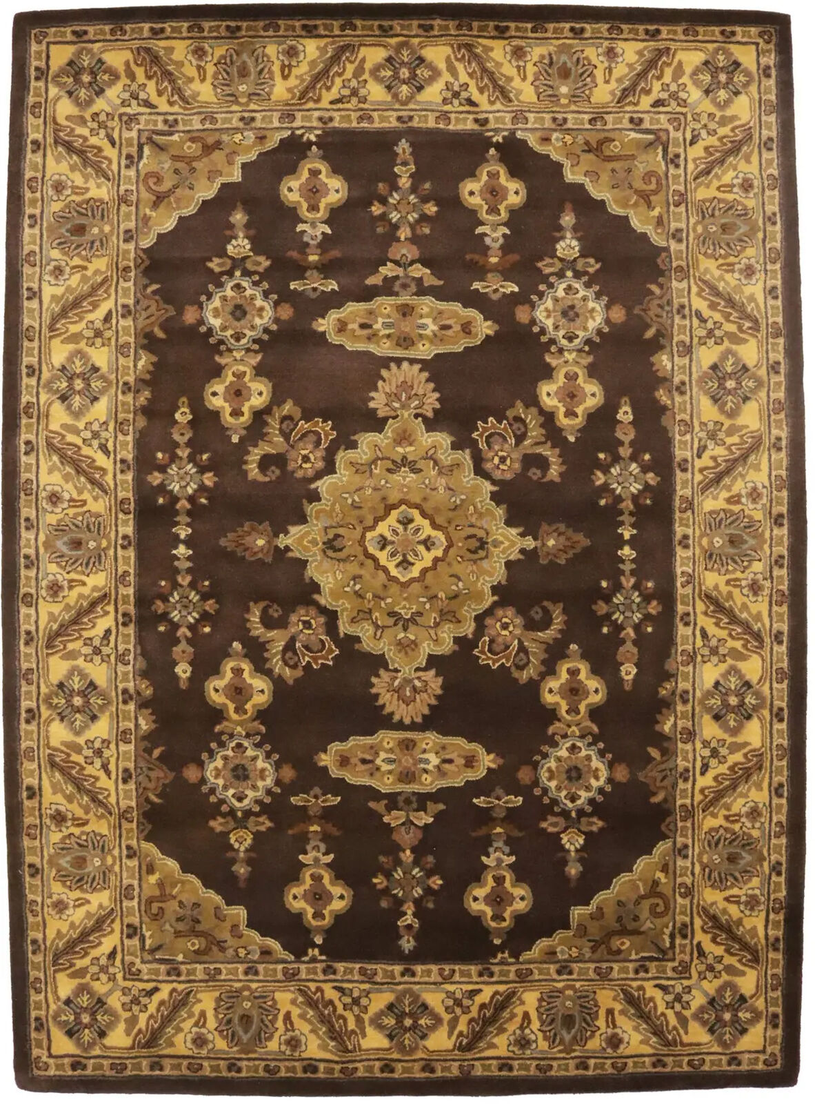 Hand-Tufted Dark Brown Classic Floral Rug