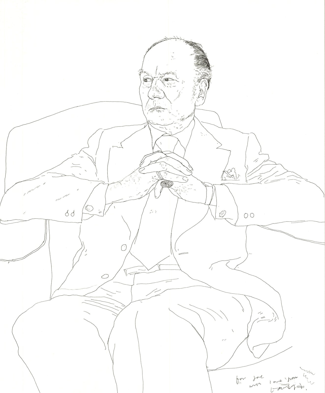 David Hockney Portrait Of Sir John Gielgud " Lithograph Pop Art
