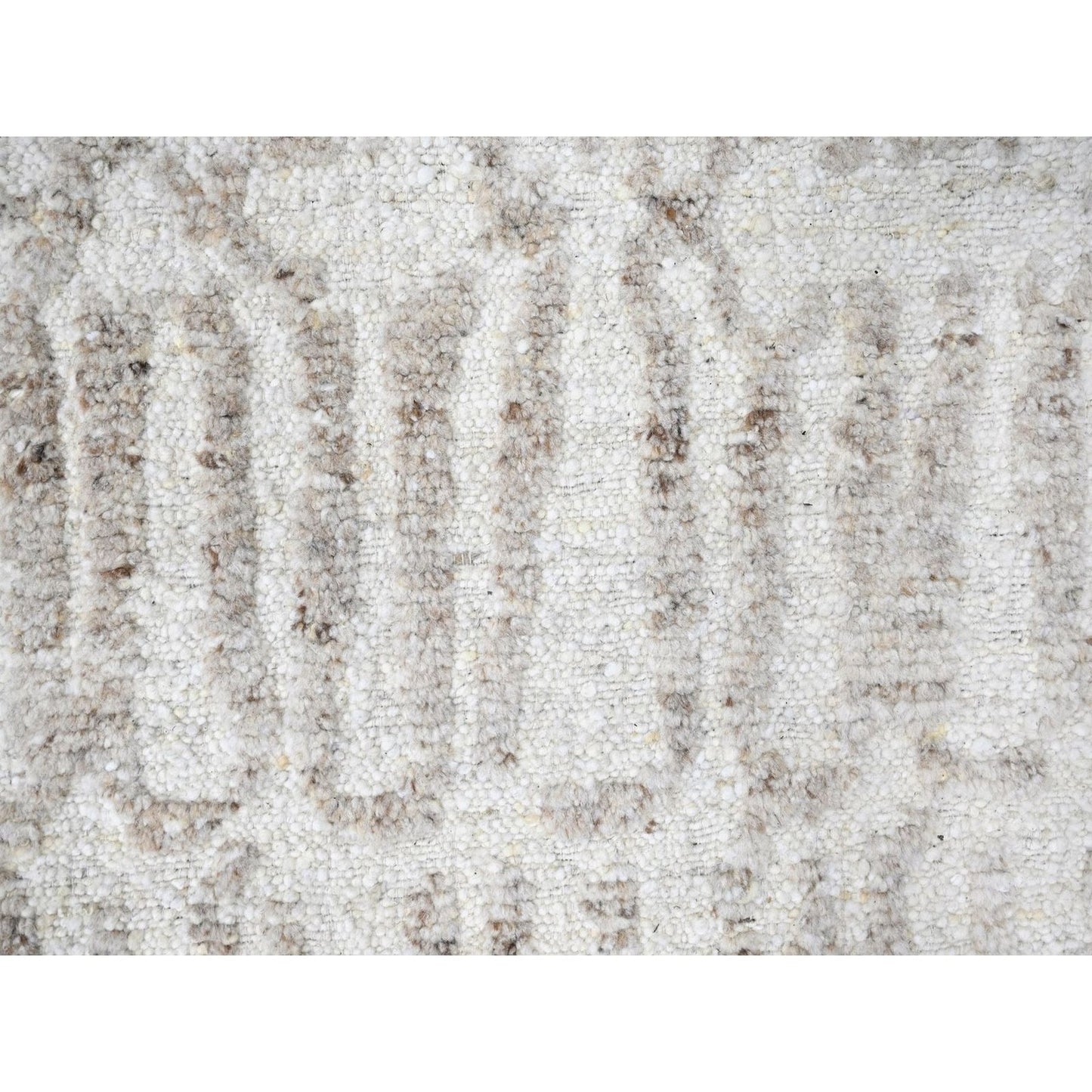 10'X13'10" Ivory Minimalist Swedish Design Hand Knotted Pure Wool Rug