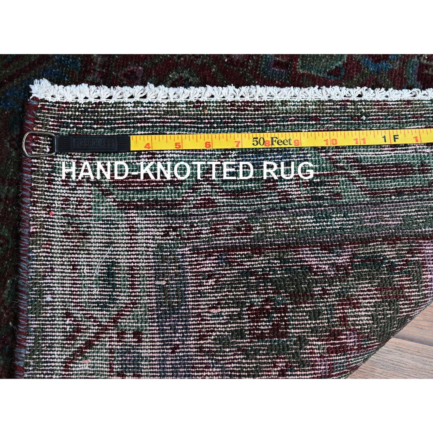 3'2"X5'1" Red Overdyed Vintage Zoroastrian Khamadan Hand Knotted Wool Rug