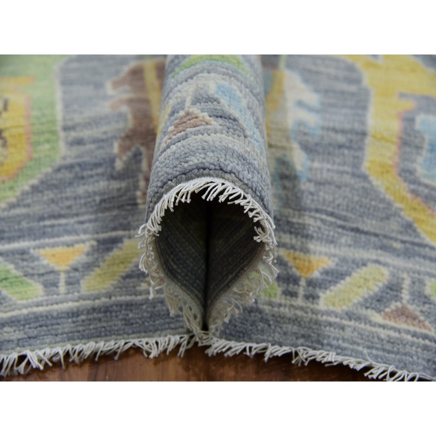 12'2"X18' Gray Hand Knotted Oushak Weave End Design 100% Wool Xl Rug