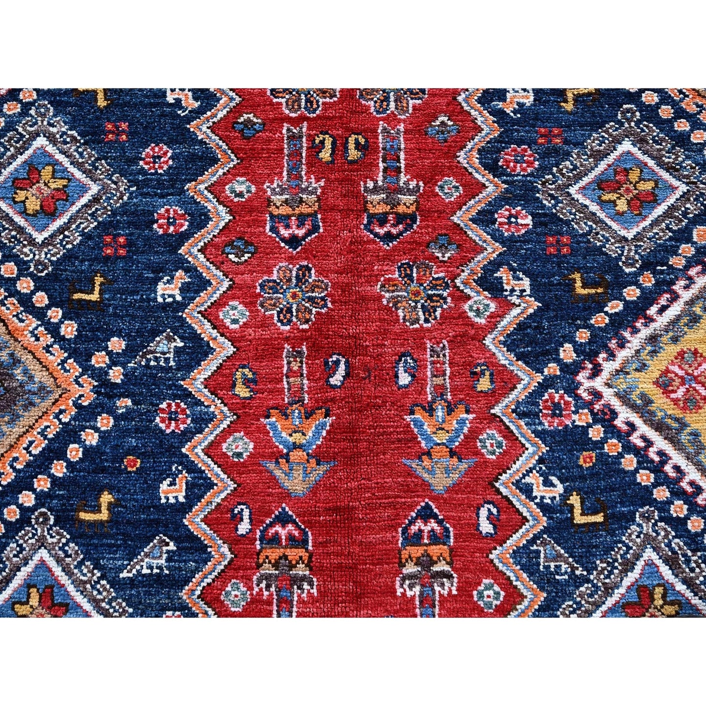9'1"X12'3" Red Antique Caucasian Design Revival Hand Knotted Pure Wool Rug