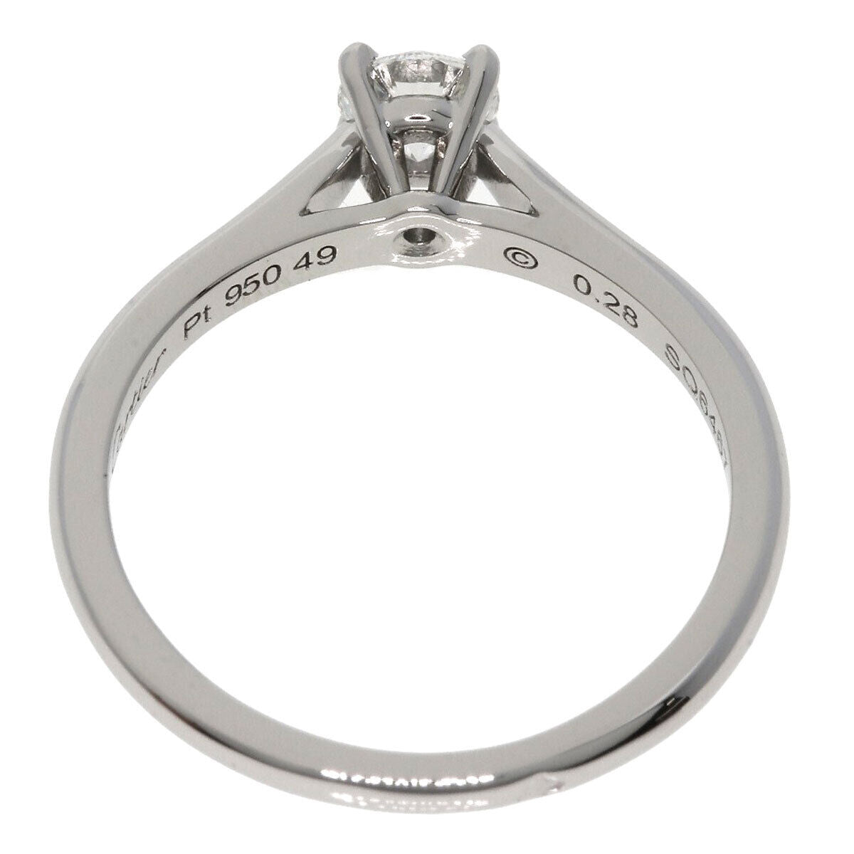 Cartier Ring Solitaire 1P Diamond #49 Platinum