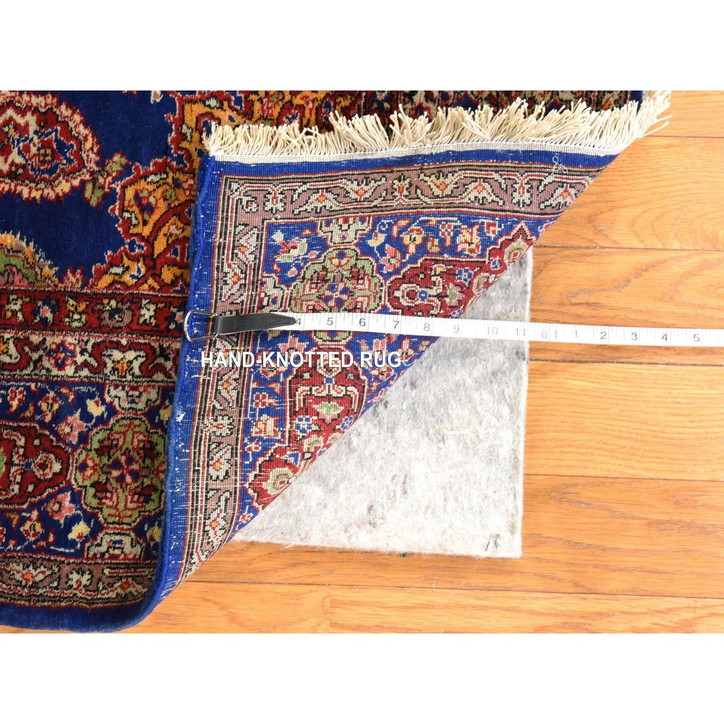 4'7"X7'2" Blue Antique Tebraz Hanging Lamp Design Hand Knotted Wool Rug