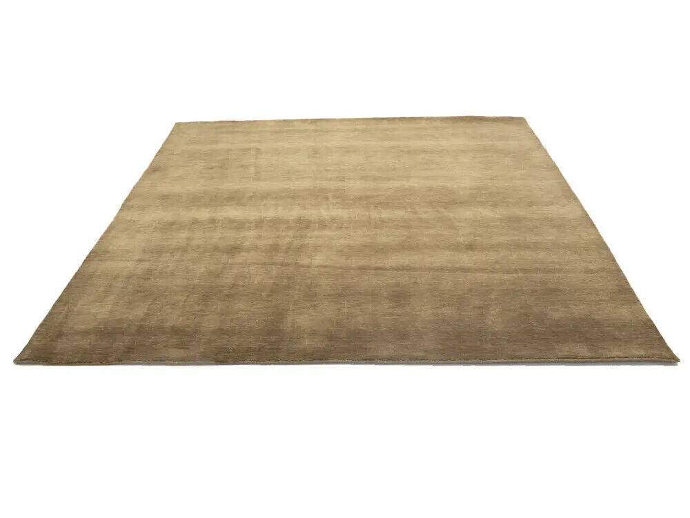 Solid Brown Hand-Loomed 8X8 Gabbeh Wool Rug