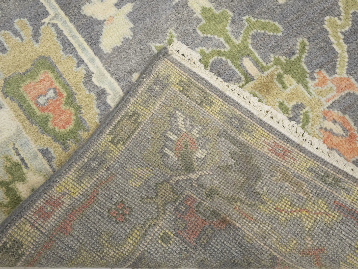 Handmade Floral Oushak Chobi Rug Colorfast