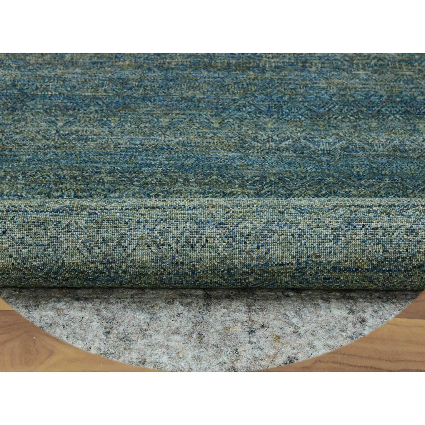 8'X8' Green Hand Knotted Kohinoor Herrita 100% Wool Round Oriental Rug