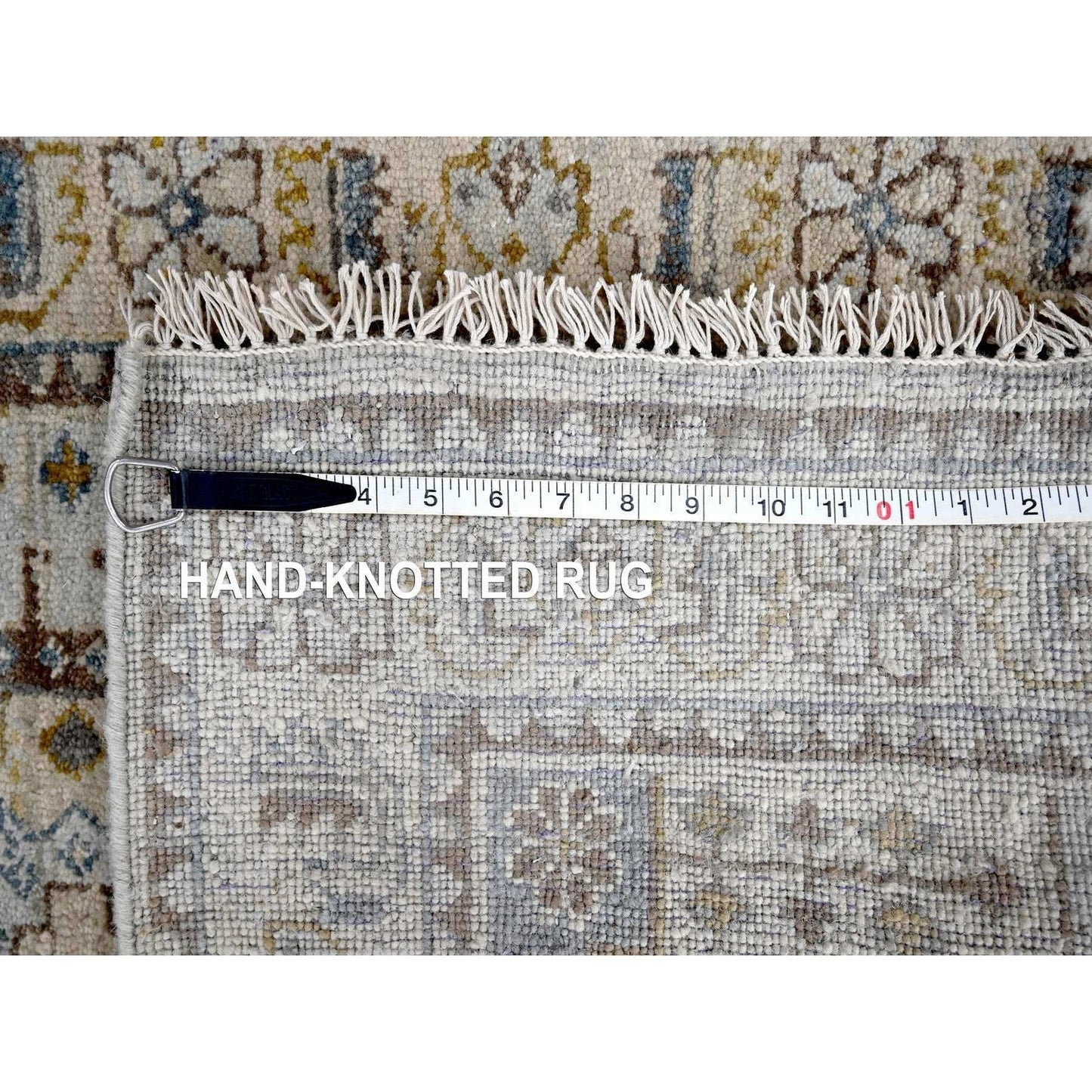 2'8"X10'1" Gray Farsian Village Geometric Wool Hand Knotted Oriental Rug