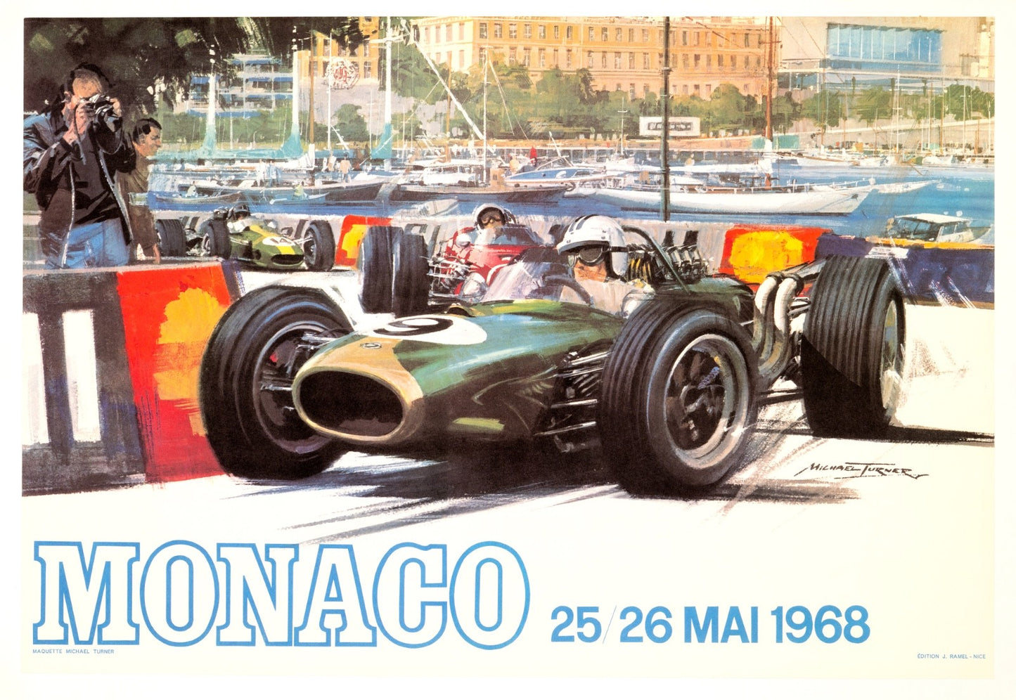 Monaco Grand Prix 1968 Michael Turner Vintage French Automobile Racing Poster