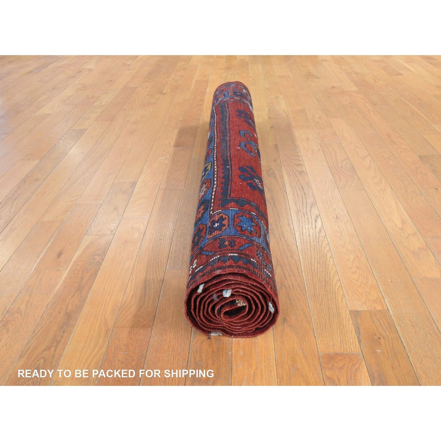 4'4"X8'2" Red Antique Caucasian Rug Armenian Kazak Pure Wool Hand Knotted