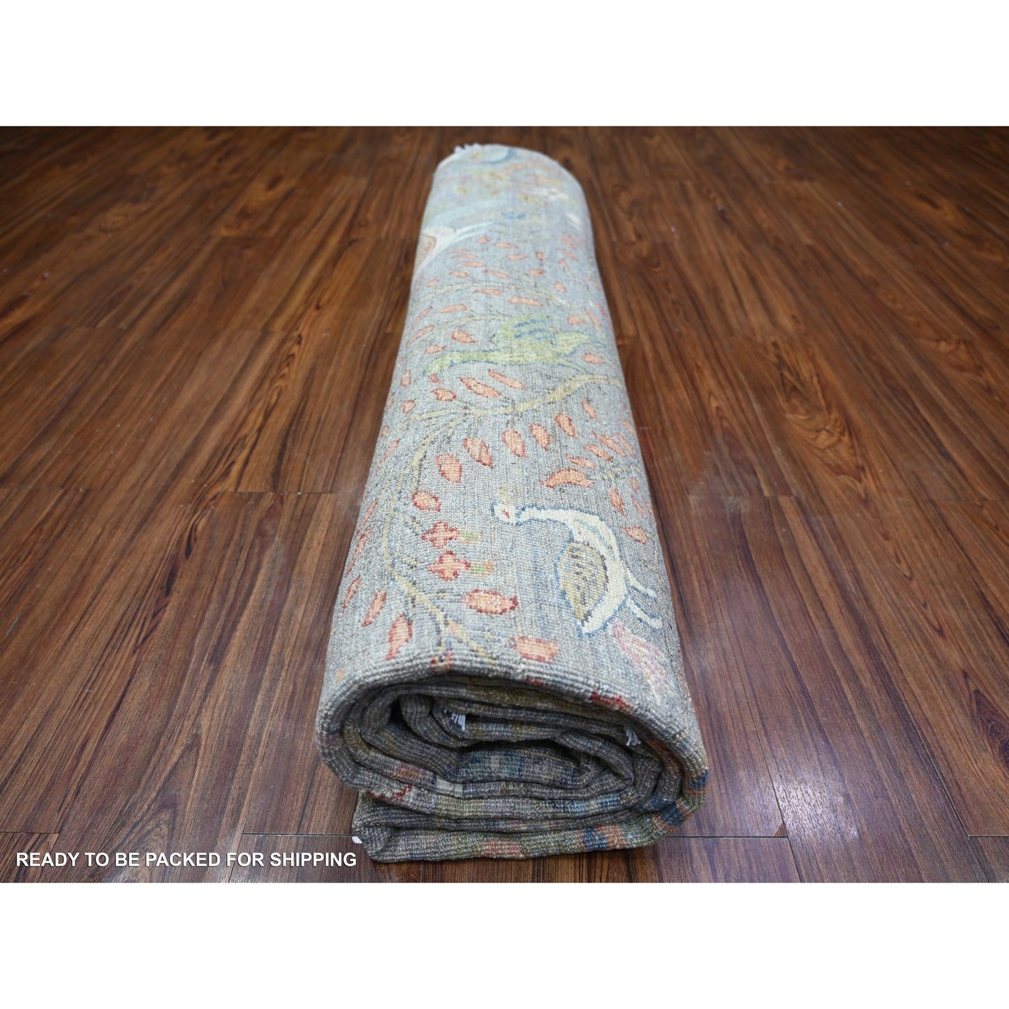 10'X10' Cadet Grey Soft Wool Hand Knotted Afghan Peshawar Oriental Rug
