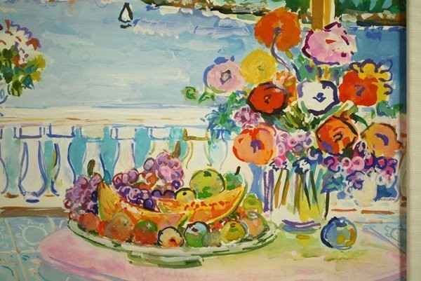 Eva Hannah "Positano" 1999 Gouache On Paper Signed Original Painting With Frame
