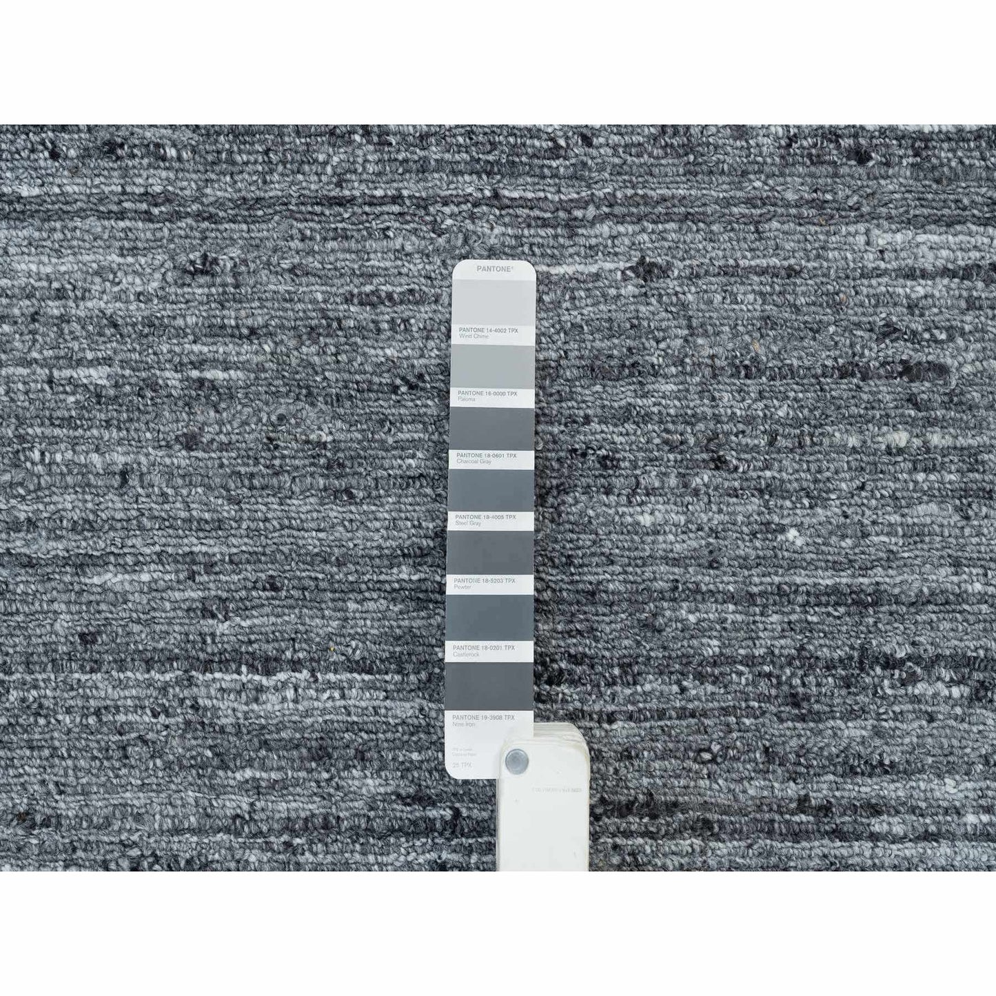 10'3"X14' Arsenic Gray Pure Wool Hand Loomed Modern Striae Design Rug