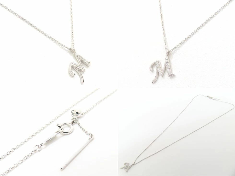La Soma Diamond 0.06Ct Initial M Necklace K18 White Gold