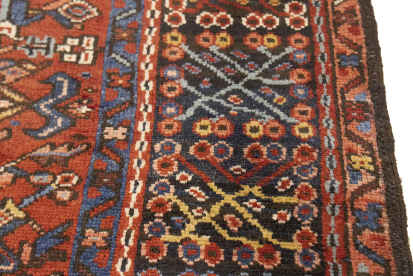 Semi-Antique Oriental Rug Rusty Red Geometric
