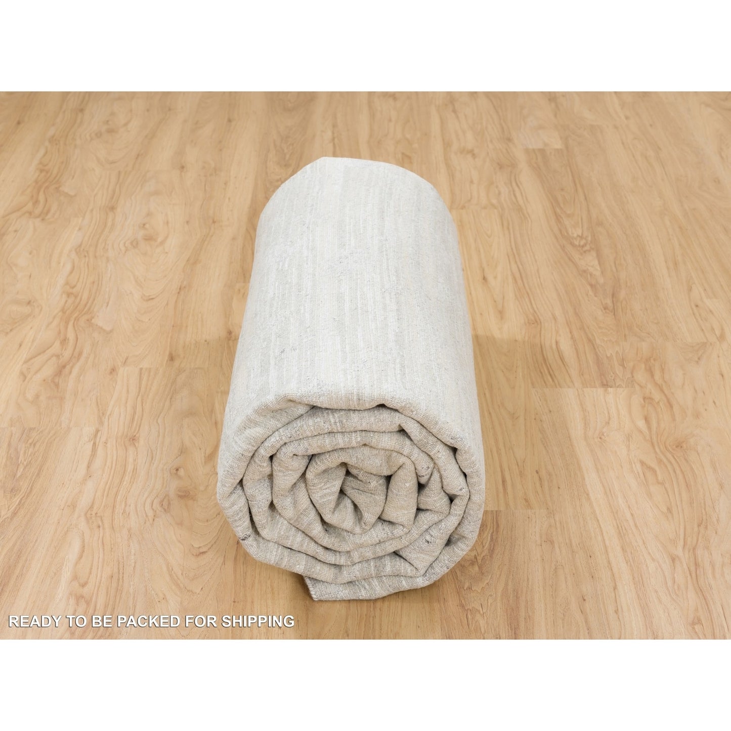 9'X12' Undyed Natural Wool Modern Light Gray Cut And Loop Pile Rug