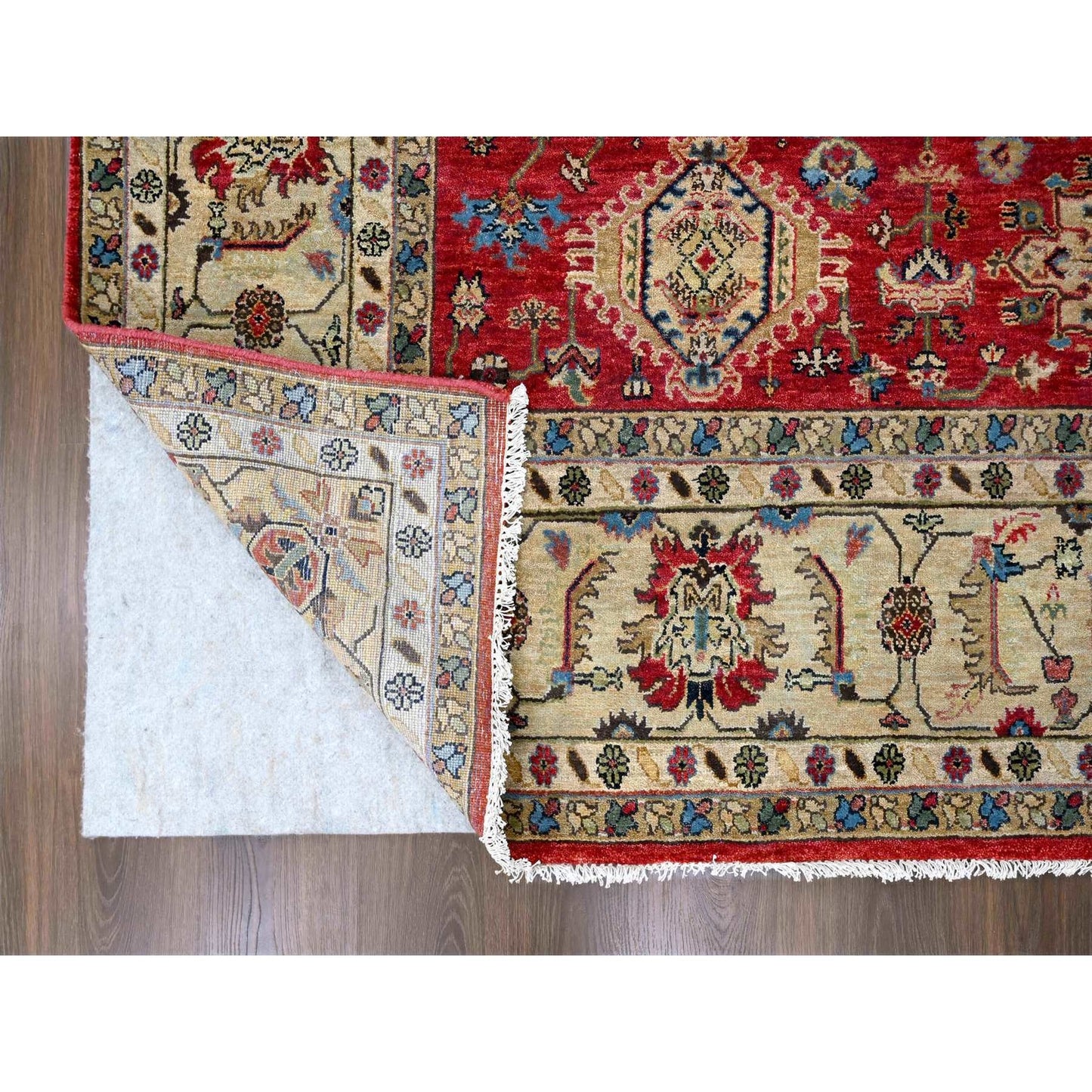 9'X12' Red Hand Knotted Pure Wool Karajeh Design Oriental Rug