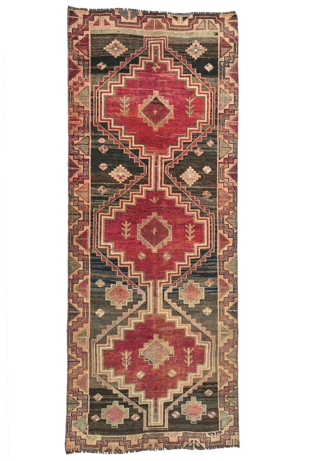 Vintage Distressed Oriental Runner Rug Farmho