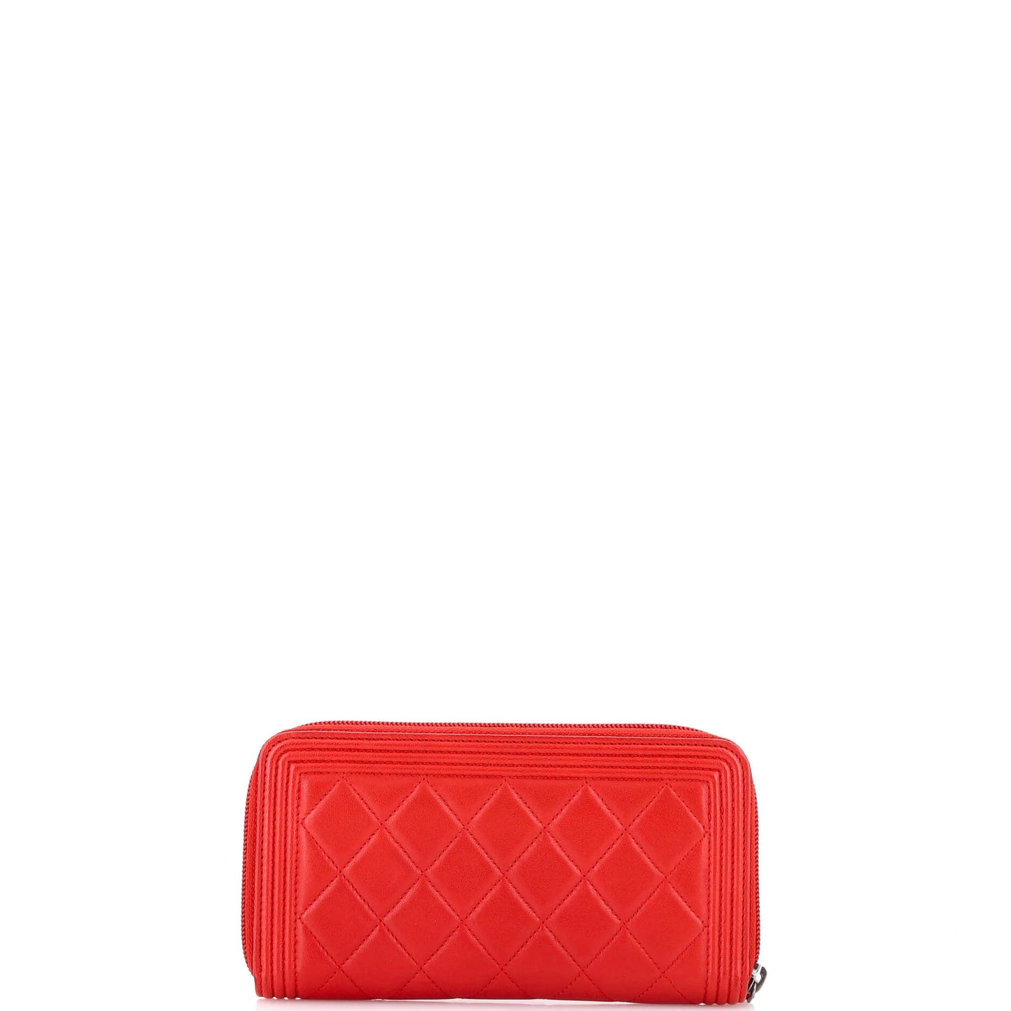 Chanel Boy Zip Around Wallet Quilted Lambskin Long