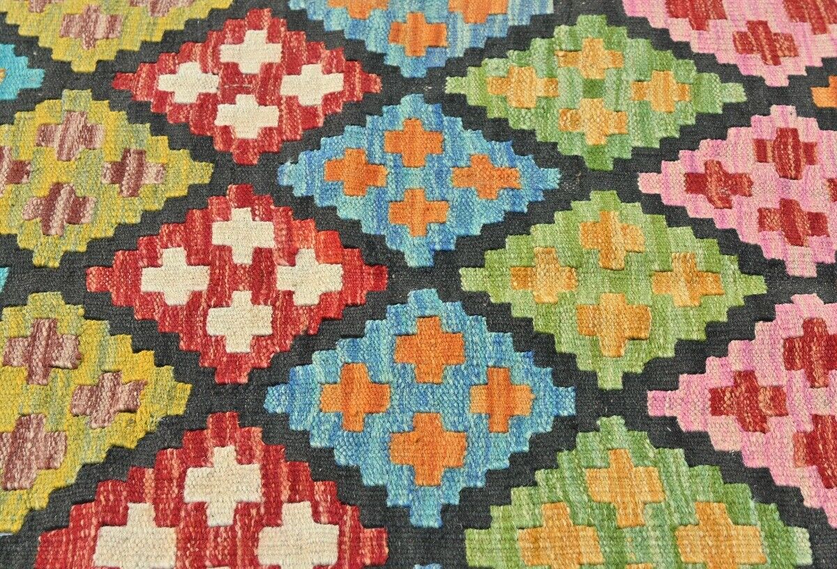 4X6 Ft Kilim Oriental Rug Multicolor Geometric