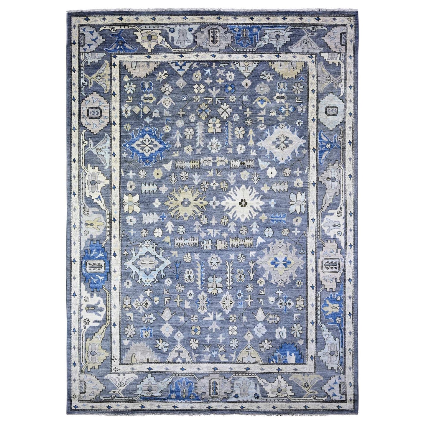 10'X14' Gray Afghan Angora Oushak Hand Knotted Pure Wool Oriental Rug