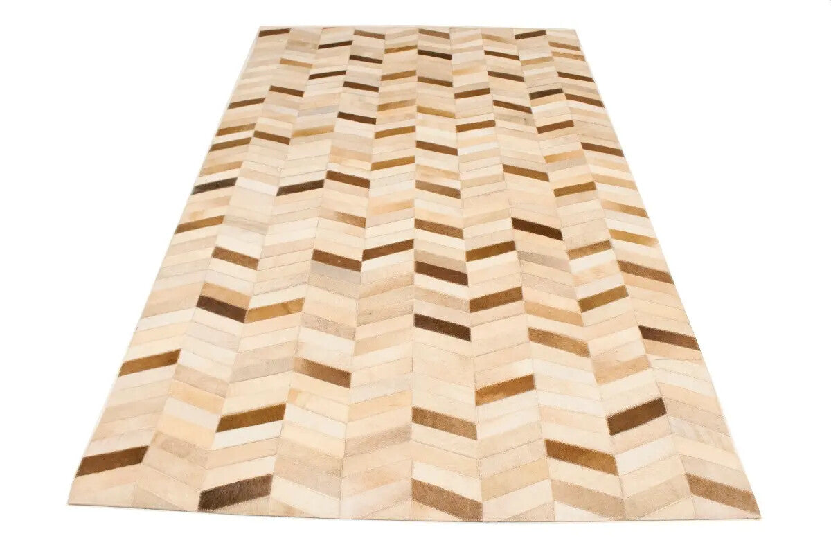 5X8 Ft Brown Cowhide Leather Rug Contemporary