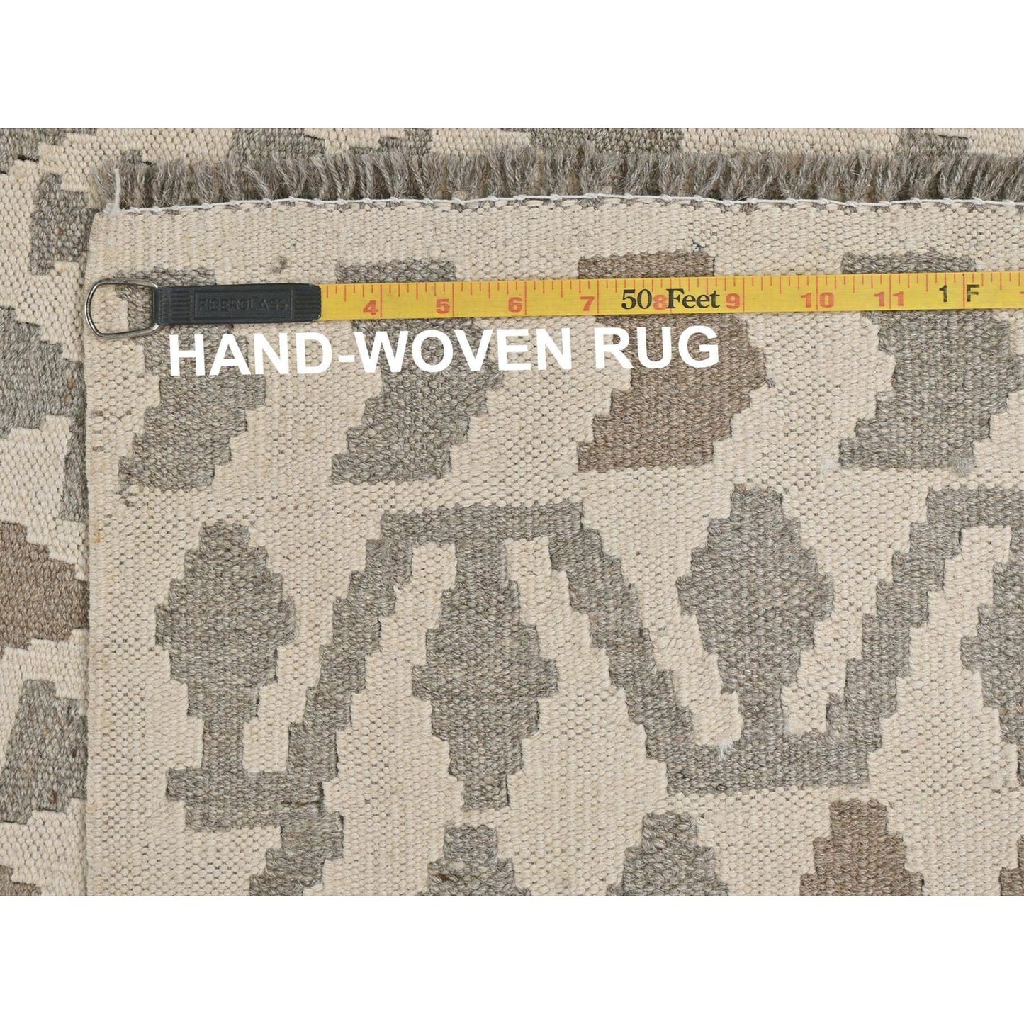 4'9"X6'5" Ivory Organic Wool Hand Woven Afghan Kilim Flat Weave Rug